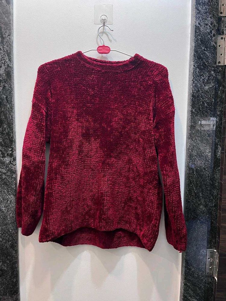 Burgundy Chenille Knit Sweater
