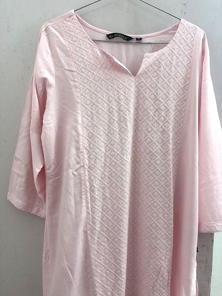 Light Pink Embroidered Kurti