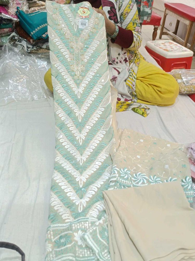 Elegant Embroidered Dress Material