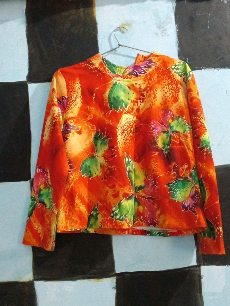 Orange Girlesh Crop Top