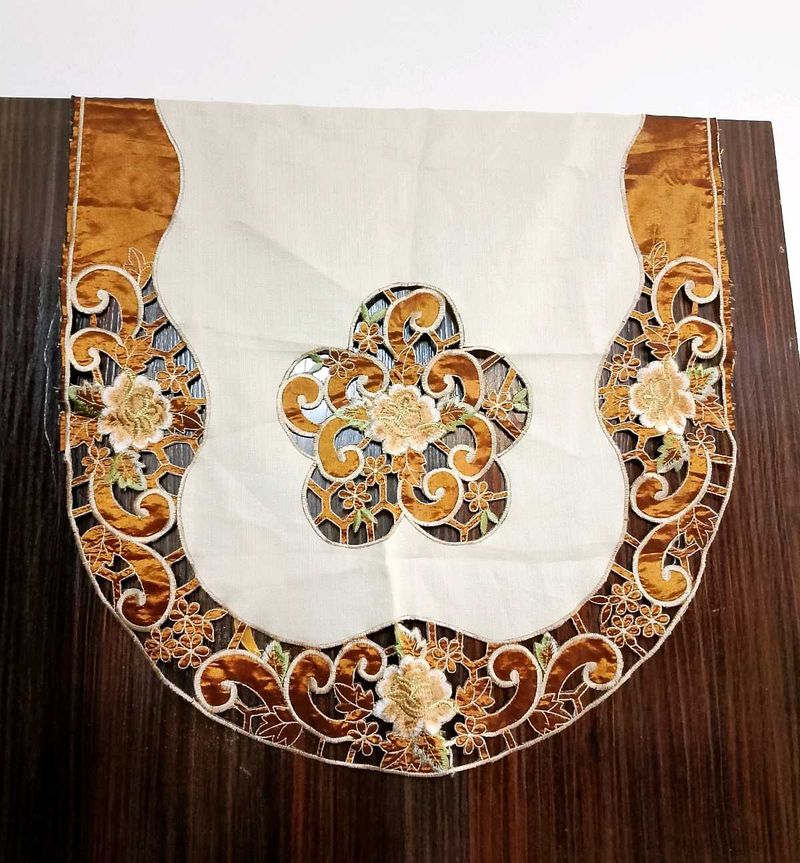 Floral Cutwork Sofa/Table Covers Set of 2