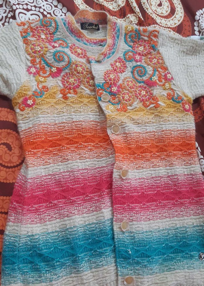 Colorful Embroidered Cardigan