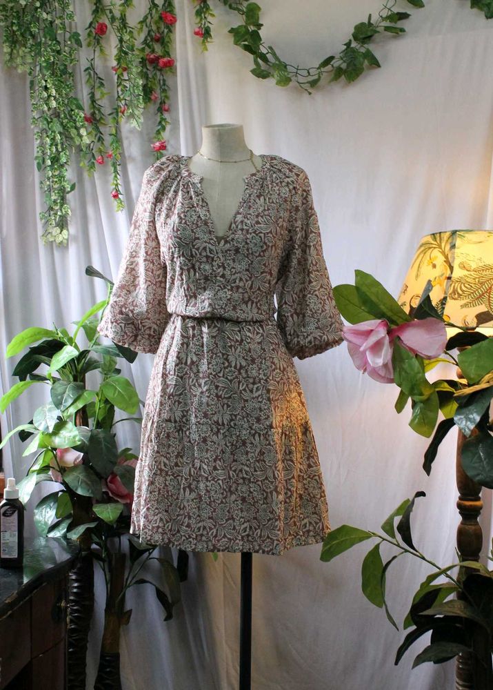 Mango Floral Print Mini Dress