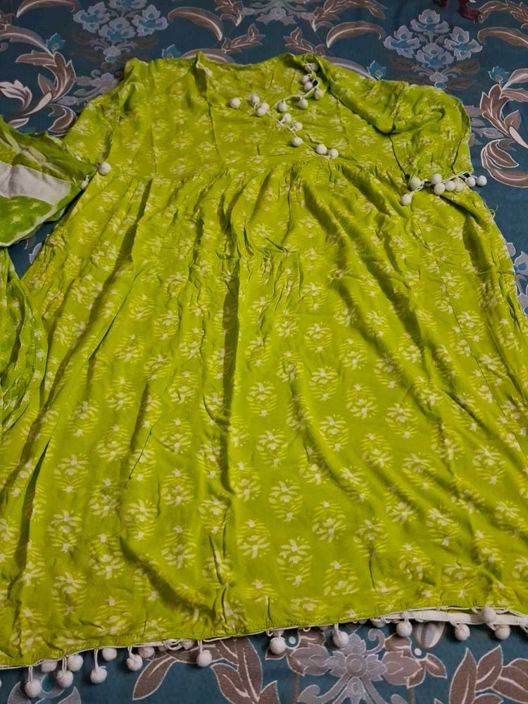 Cotton Anarkali Side Open