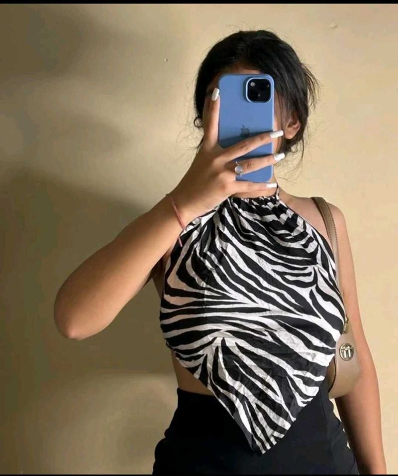 Zebra Print Halter Top