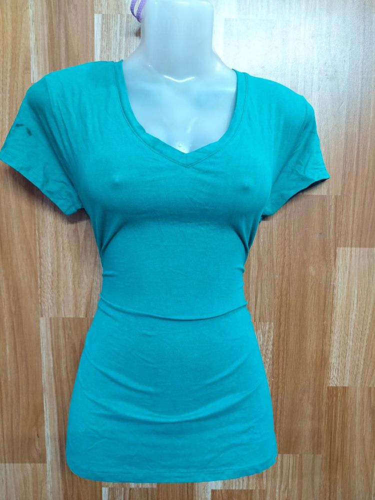 Teal V-Neck T-Shirt