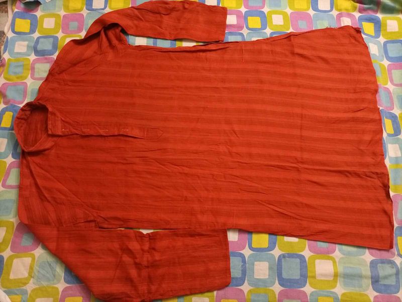 Striped Orange Men's kurta