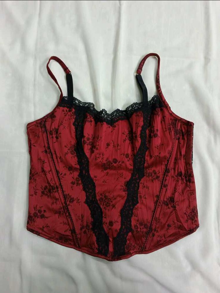 Maroon Lace Corset Top