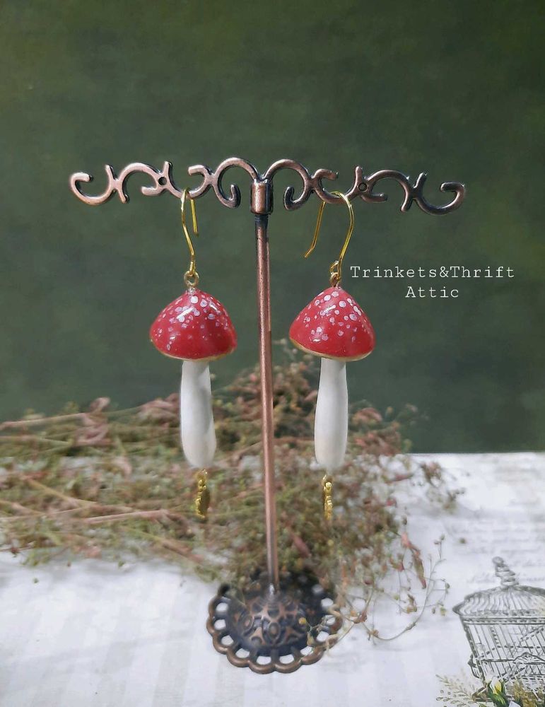 Magical Forest Mushroom Dangle Earrings