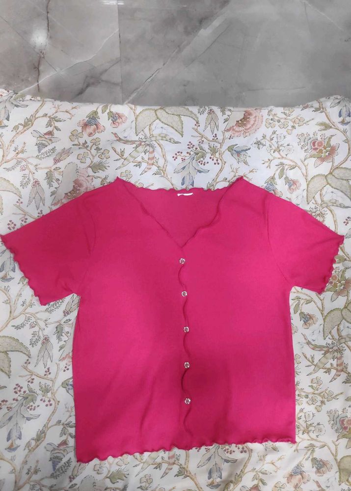 Cute Pink Button-Down Top