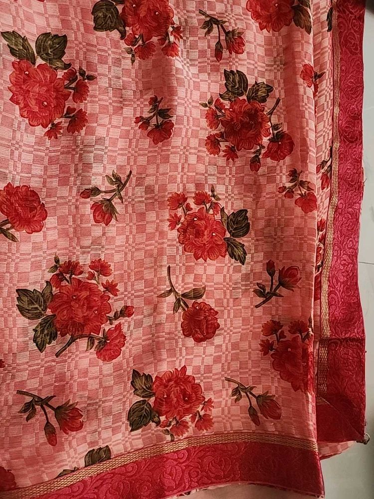 Orange Fabulous Silk Saree With Stiched Blouse