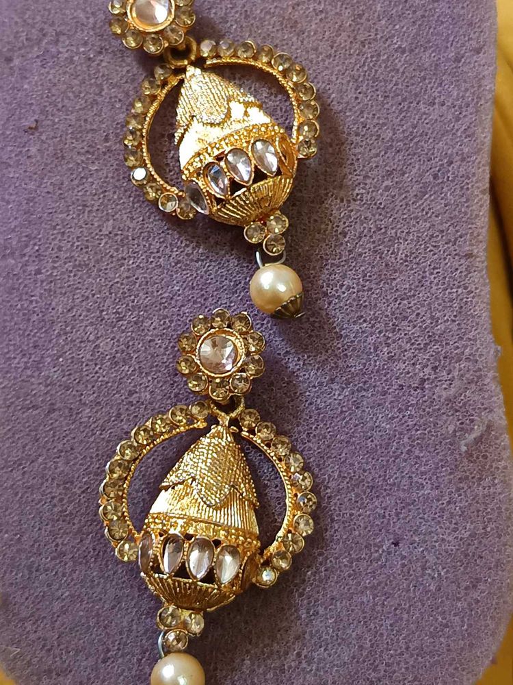 Golden Traditional Pearl Earrings