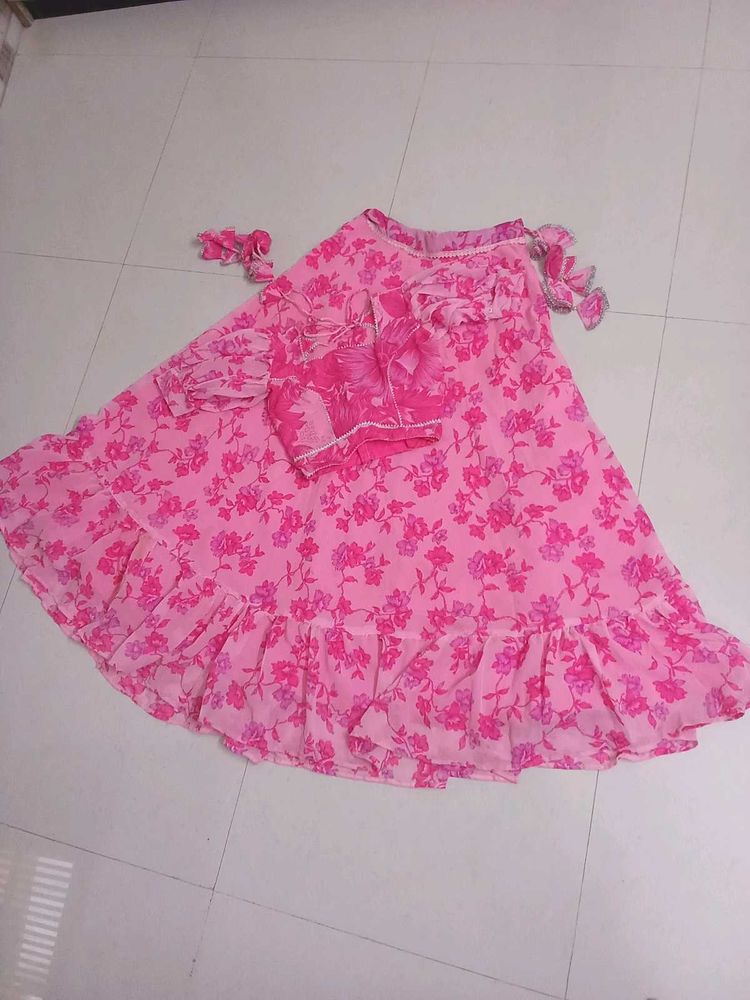 Floral Pink Ethnic Lehnga Blouse