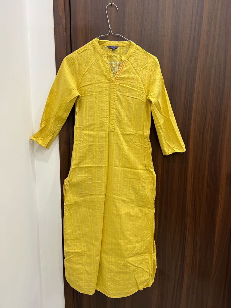 Yellow Cotton Kurti