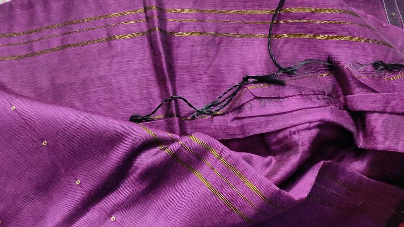 Purple &amp; Gold Striped Sari