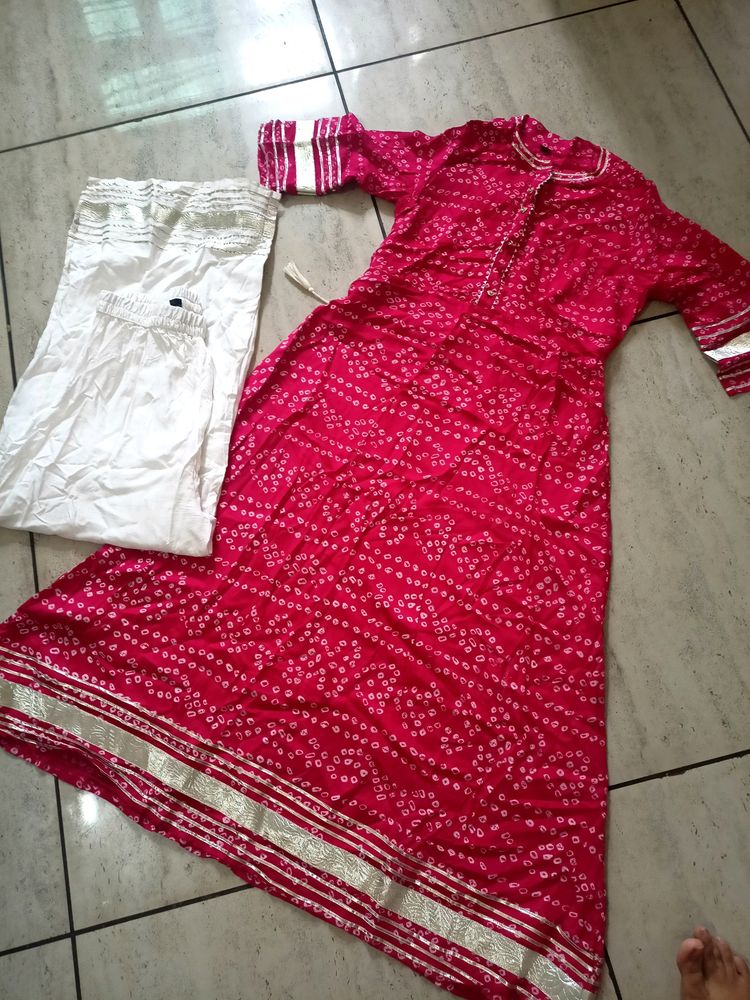 Beautiful Plazo Set With A Shape Kurti Design