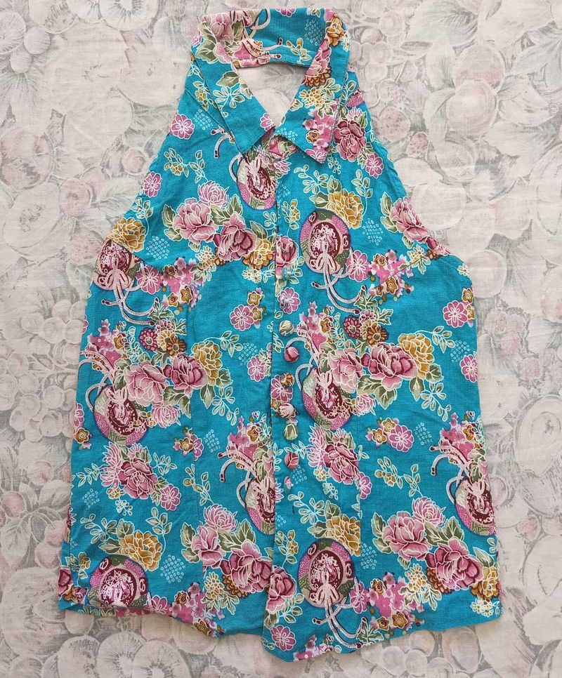 Floral Halter collared Top