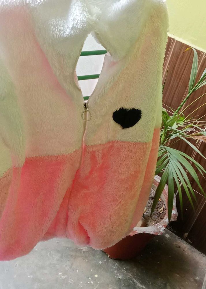 Cute Pink &amp; White Plush Jacket