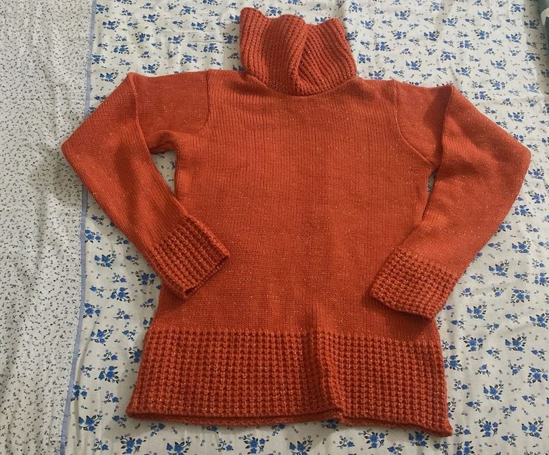 Orange Turtleneck Sweater
