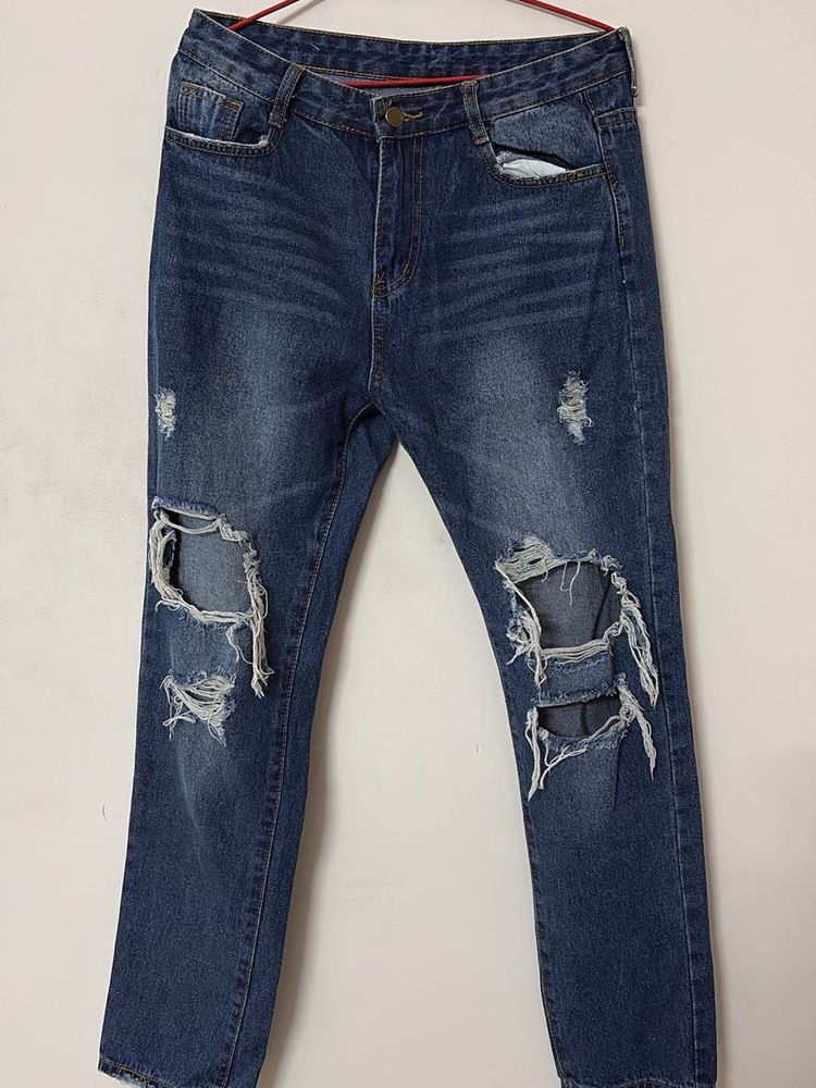 Ripped Blue Denim Jeans