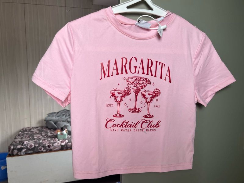 Pink cotton crop tee