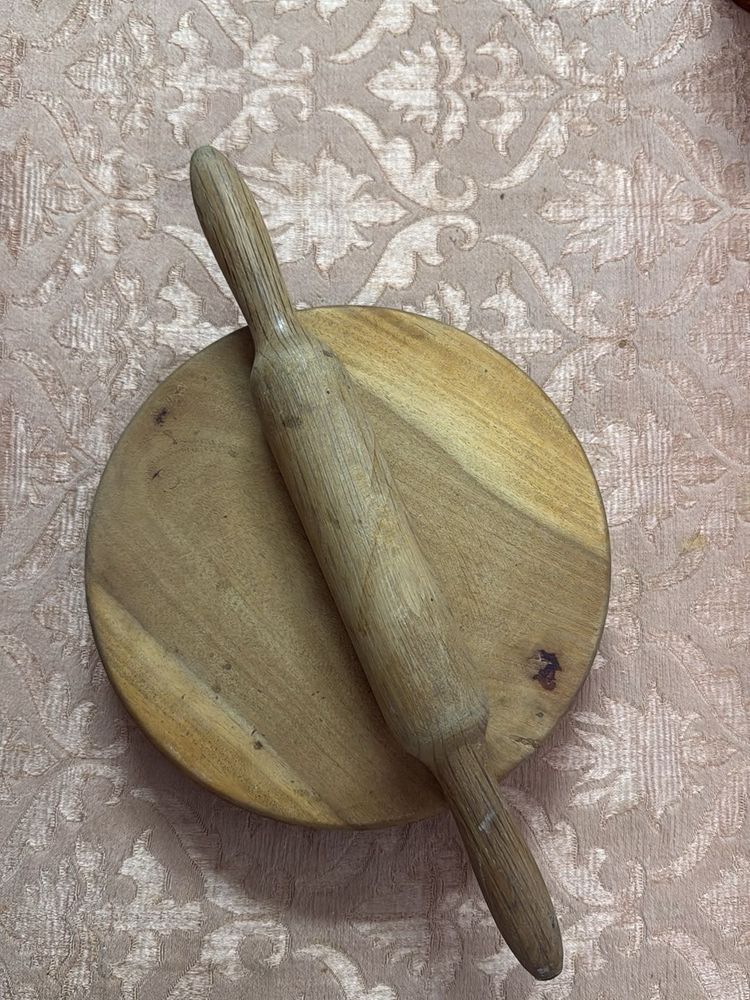 Wooden Chapati Board &amp; Rolling Pin