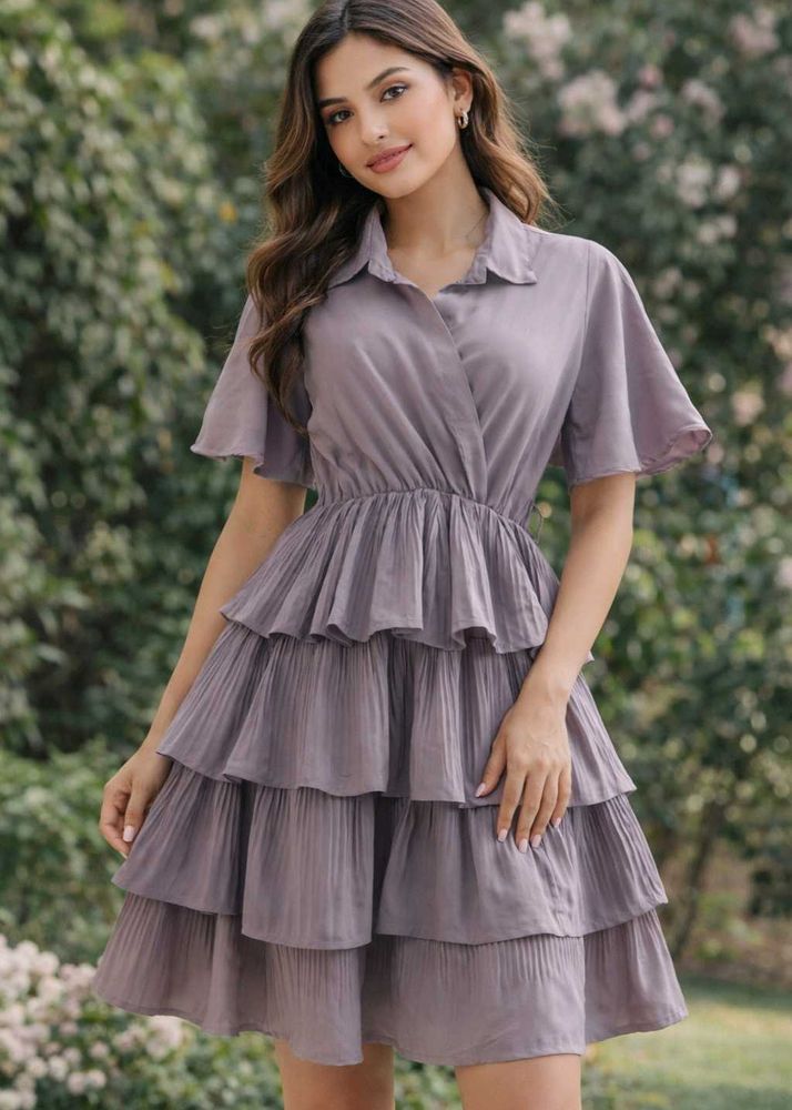Tiered Mini Shirt Dress