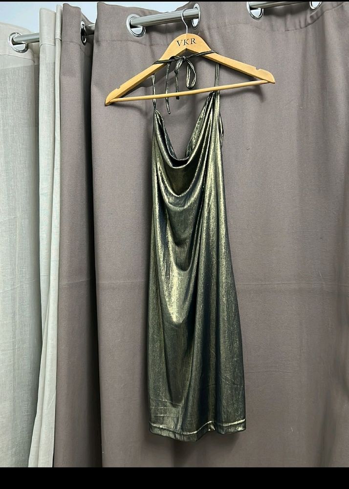 Champagne Halter Neck Party Dress