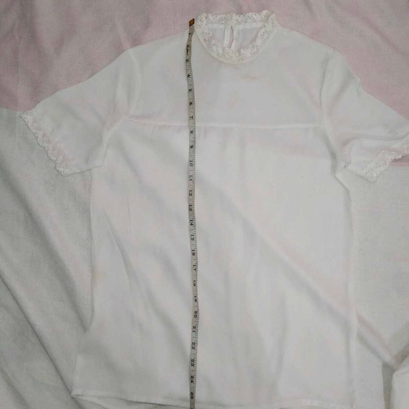 White Lace Trim Top