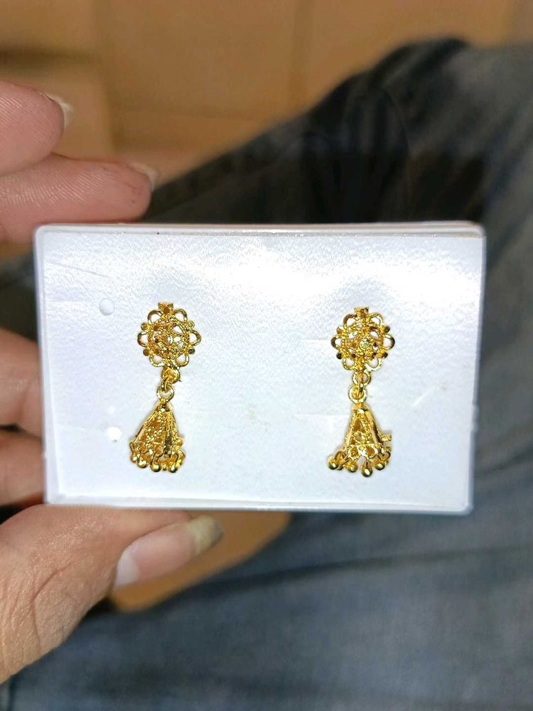 Gold Jhumka Earrings