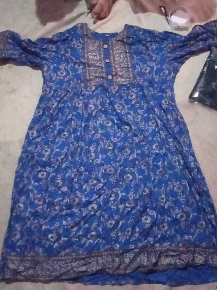 Blue Floral Kurta