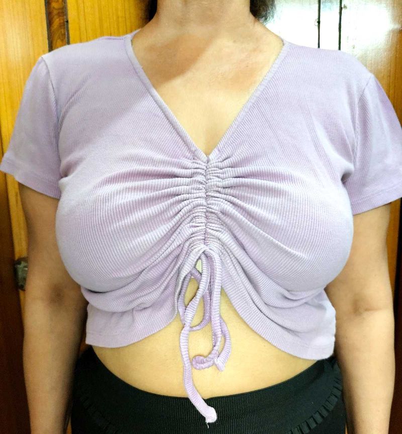 Lavender Scrunched Crop Top