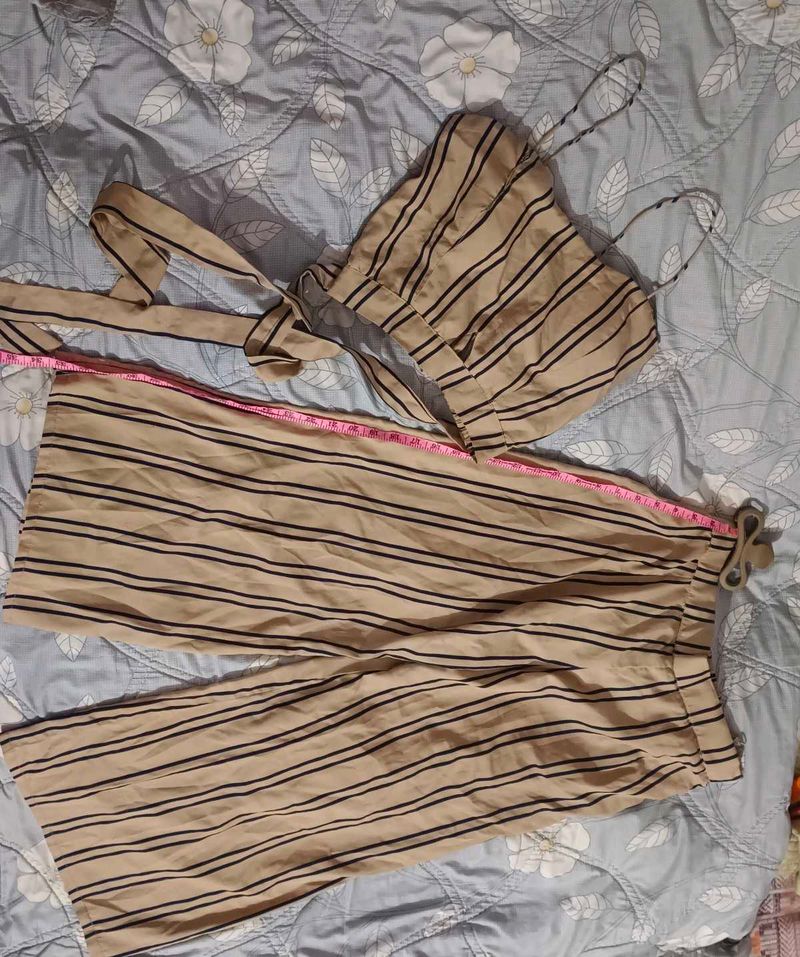 Striped Crop Top &amp; Pants Set