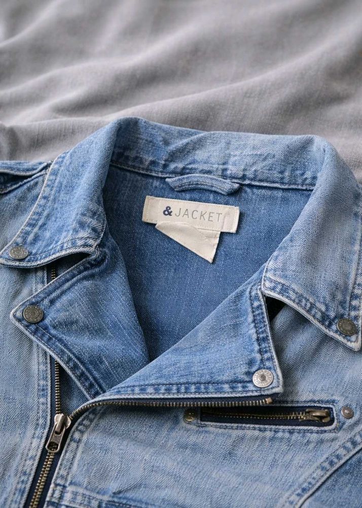 &amp;Jacket Women's Cropped Denim Biker Jacke