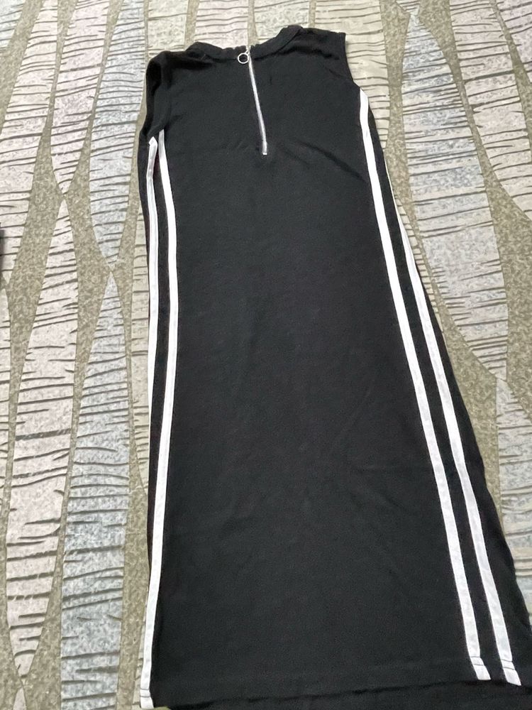 Black Dress with White Stripes
