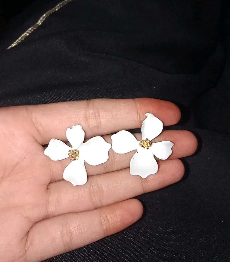 White Flower Earrings
