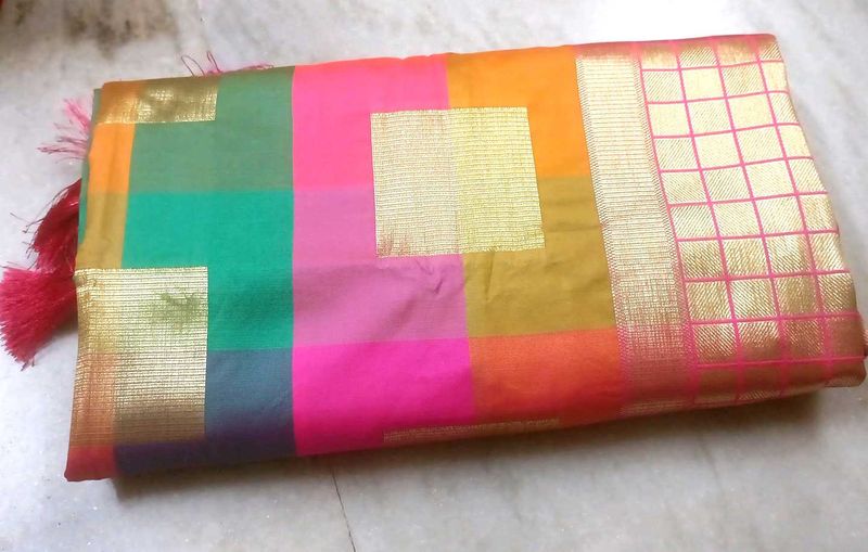 Pink &amp; Gold Saree