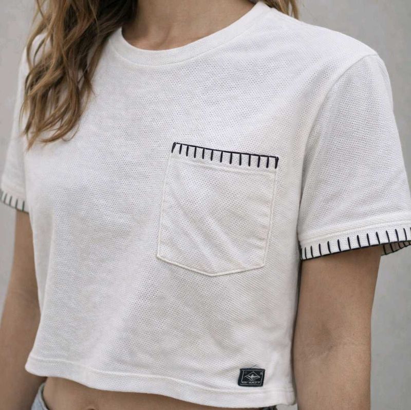 White T-Shirt Stitch Detail