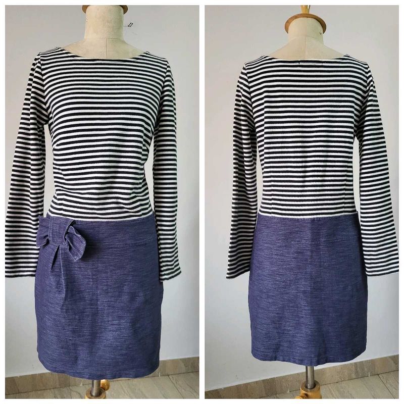 Striped Casual Dress Length 34 Inches
