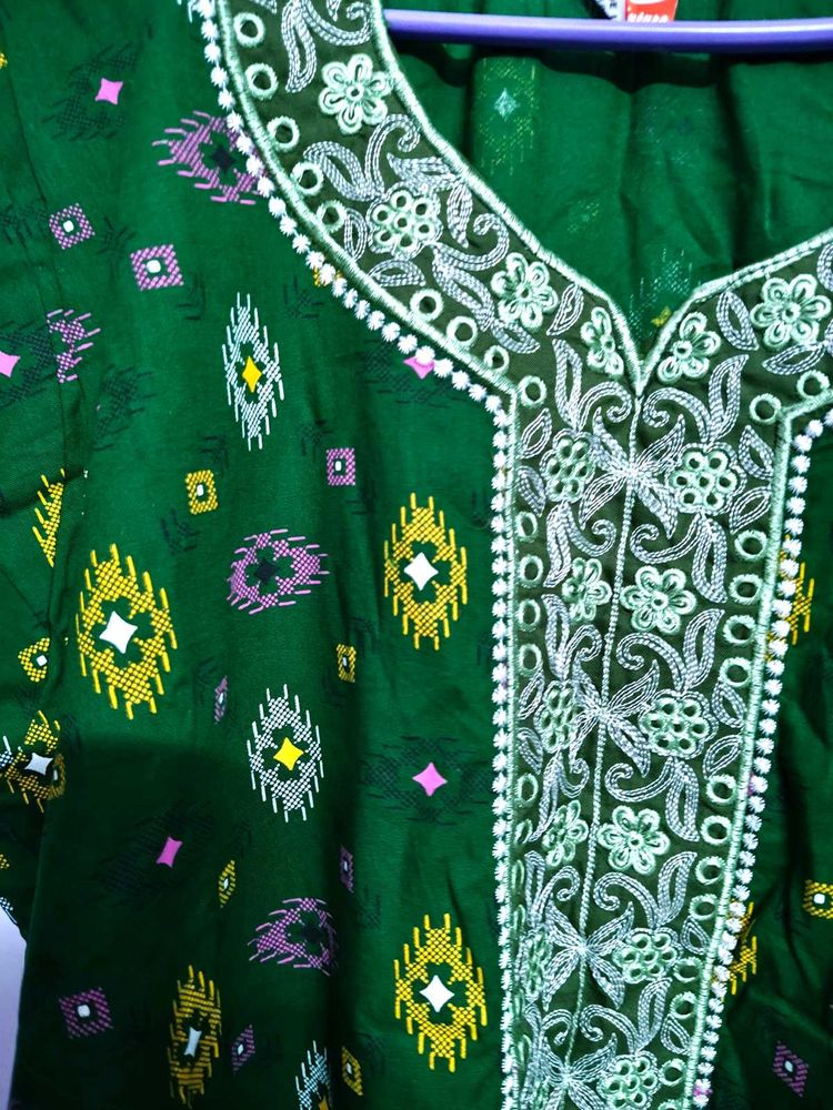 Green Embroidered Nightgown