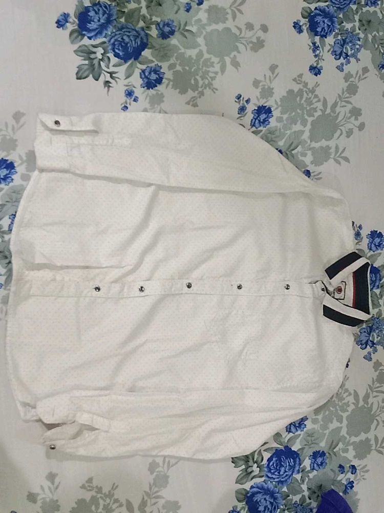 Men's White Patterned Shirt