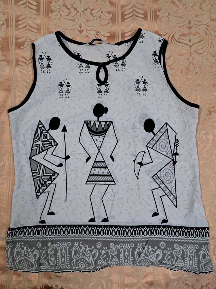 Warli Print Sleeveless Top