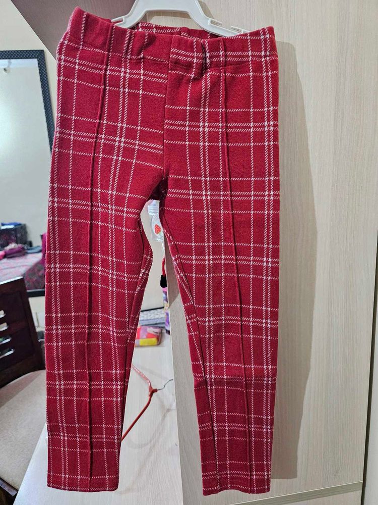 Girls Red Plaid Pants 4-5 years