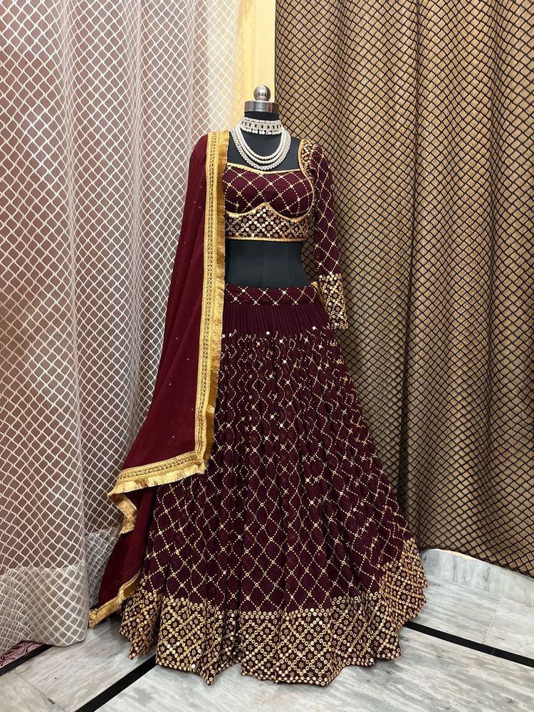 Maroon Embroidered Lehenga Choli