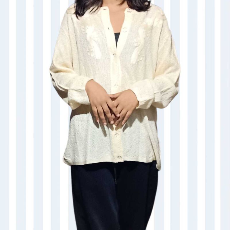 Cream Embroidered Shirt