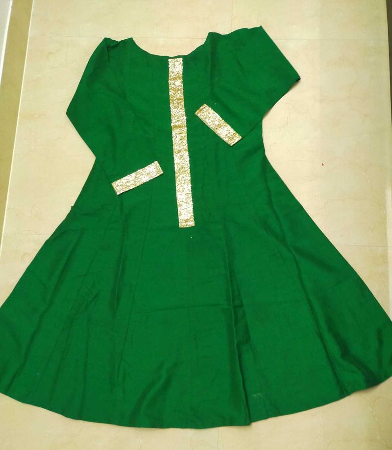 Emerald Green &amp; Gold Detail Dress