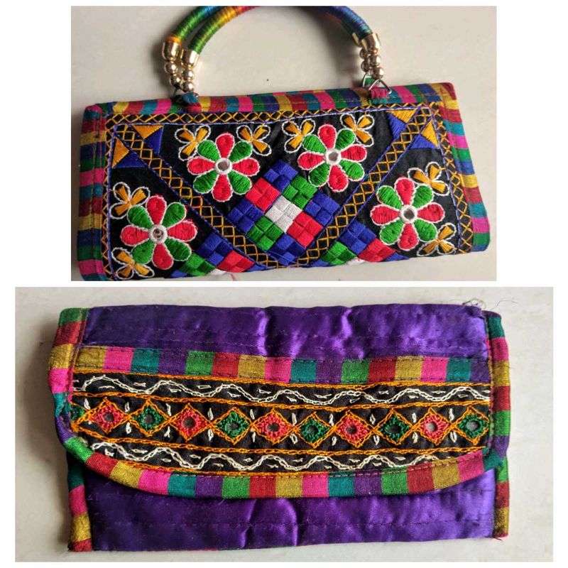 Combo Of Embroidered Ethnic Clutch/Wallet