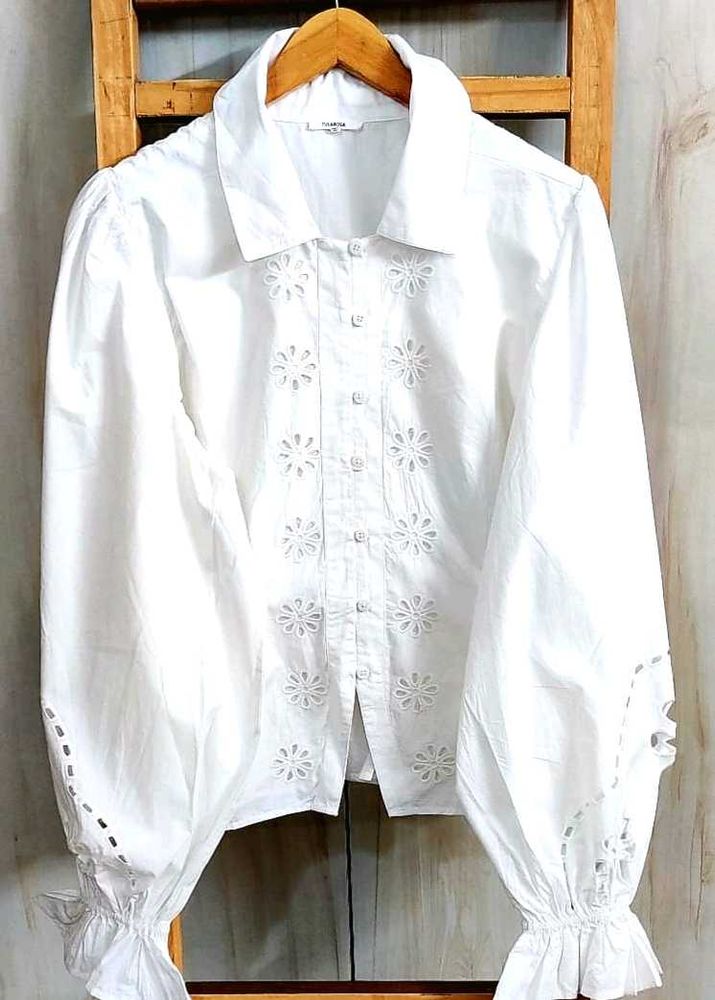 Embroidery Designer Sleeve Cotton Shirt Size-36-38