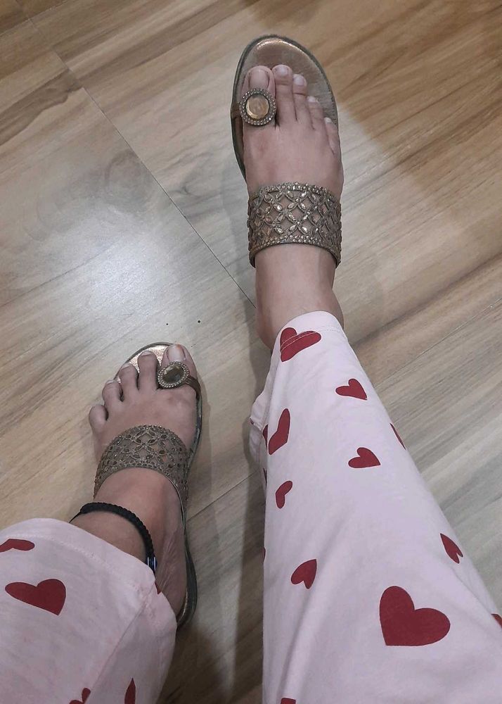 Golden Ethnic Sandals
