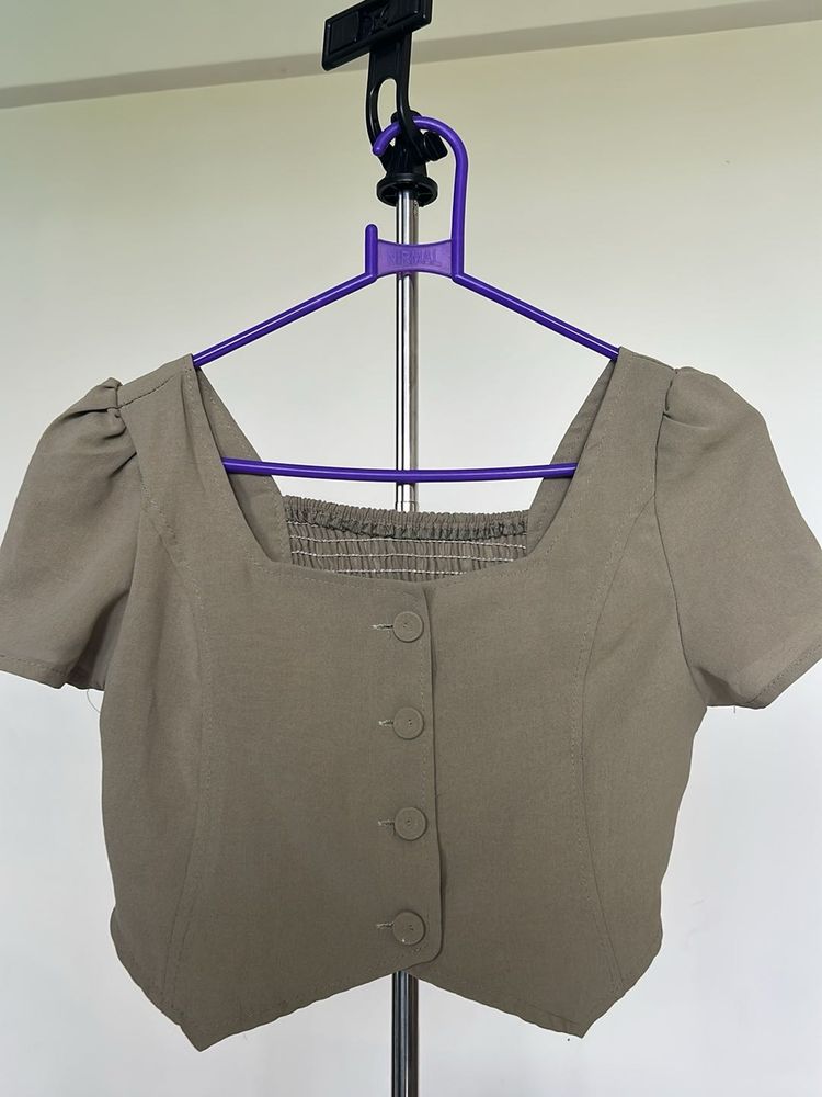 Cute Olive Crop Vest Top